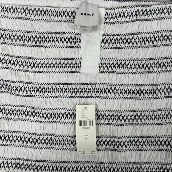 Anthropologie Maeve Smocked Split Tube Blouse Top Strapless Ruffle XS NWD 280092 - Picture 9 of 9